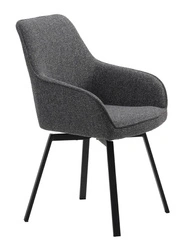 Krzesło do jadalni Alma tapicerowane boucle z podłokietnikami szare