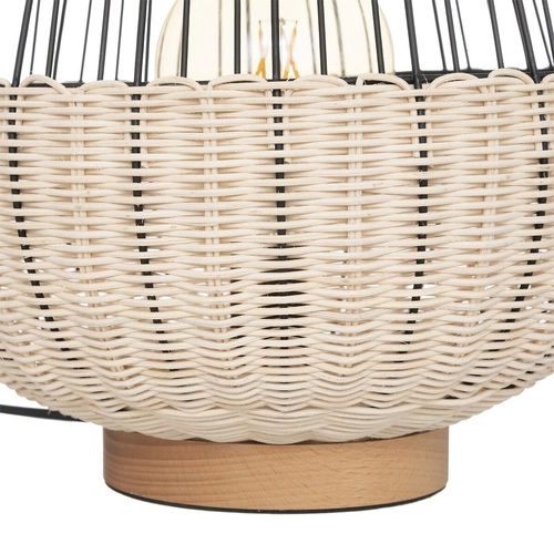 Lampka nocna do sypialni Anea Atmosphera nowoczesna czarna z rattanem dekoracyjna 35,5 cm