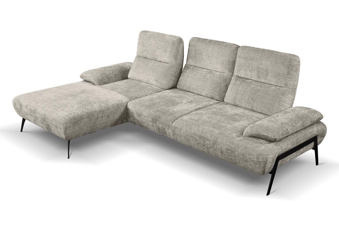 Narożnik Rasmus nowoczesny szary lewy z regulowanym oparciem do salonu Intesi