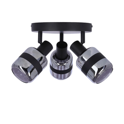 Plafon sufitowy Yuki nowoczesny czarny matowy z dymionym kloszem do salonu 33 cm