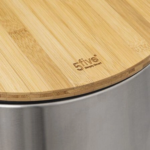 Kosz na śmieci kuchenny Bam 30l z pedałem bambusowy srebrny nowoczesny 5five