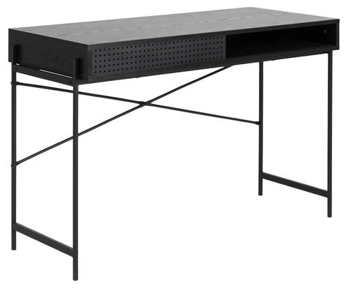 Biurko Angus czarne industrialne do pracy z ukrytą półką 110 cm Actona – nowoczesne biurko loft