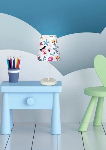 Lampka nocna do pokoju dziecka Girl nowoczesna biała z abażurem CANDELLUX 31 cm