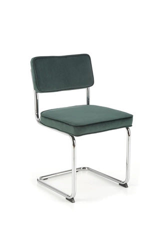 Krzesło tapicerowane welurowe Nelson Intesi zielone glamour na płozach do jadalni i salonu