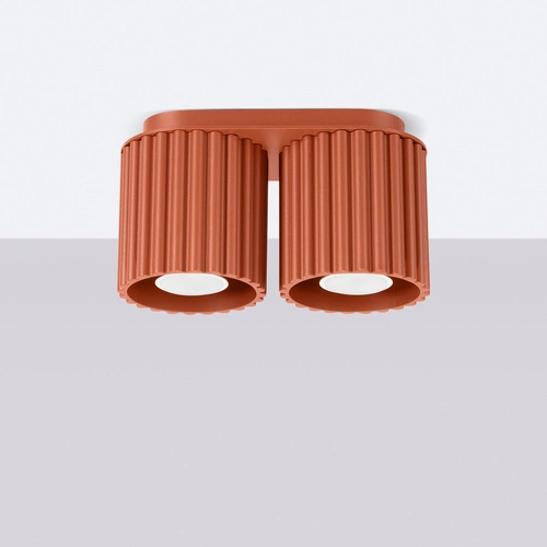 Plafon sufitowy nowoczesny AURA 2 czerwony okrągły do salonu i kuchni aluminium