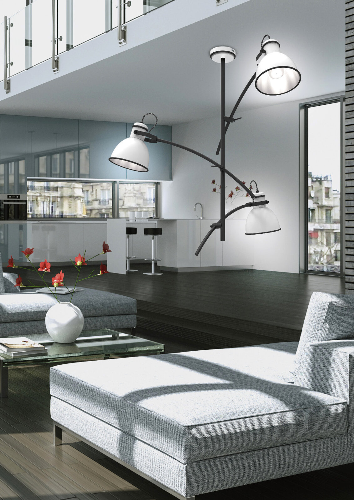 Lampa wisząca Zumba 3x60W E27 biały+czarny