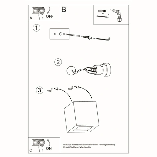 Kinkiet ścienny LEO Sollux czarny nowoczesny ceramiczny do sypialni salonu lub łazienki