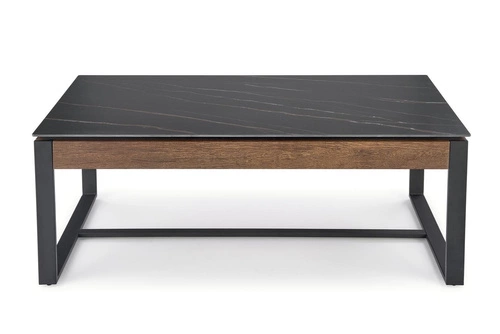Stolik kawowy Amar prostokątny czarny marmur nowoczesny loftowy do salonu 121x61 cm Intesi