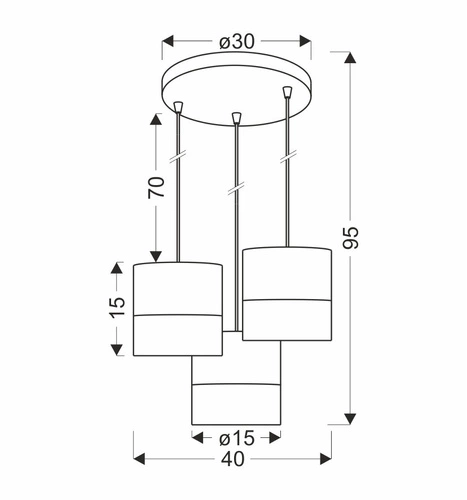 Lampa wisząca Bianco nowoczesna biała z orzechem 3-punktowa do salonu i jadalni