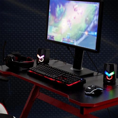 Biurko gamingowe Unit czerwone nowoczesne do pracy i nauki kompaktowe Intesi 100x50 cm