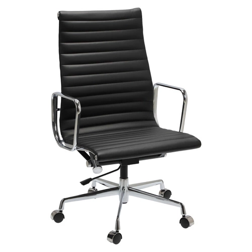 Fotel biurowy CH1191 PREMIUM inspirowany EA119 skóra czarna, chrom
