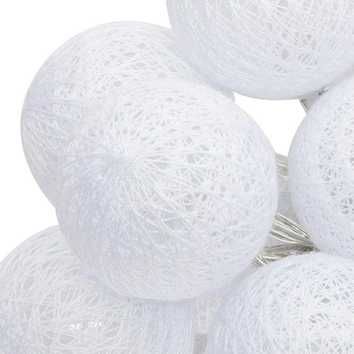 Cotton balls girlanda świetlna LED Atmosphera biała na baterie do sypialni i salonu 165 cm