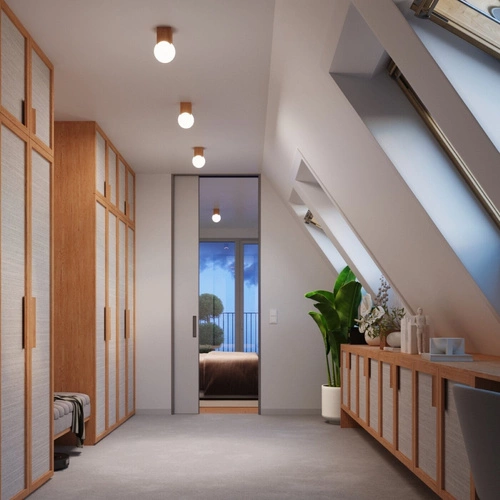 Plafon sufitowy SOLIS nowoczesny drewniany biały do salonu i sypialni 12 cm SOLLUX