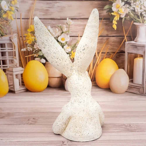 Intesi figurka wielkanocna zając z jajkami 45 cm biała dekoracja na komodę do salonu