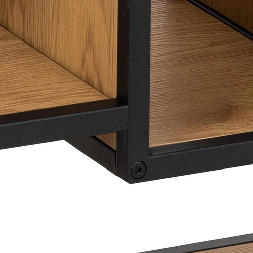 Nowoczesna półka ścienna na książki Seaford III dąb/czarny loftowa 95 cm Actona