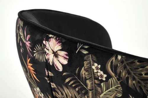 Krzesło do jadalni Sarah arm Intesi czarne tapicerowane welur z podłokietnikami nowoczesne