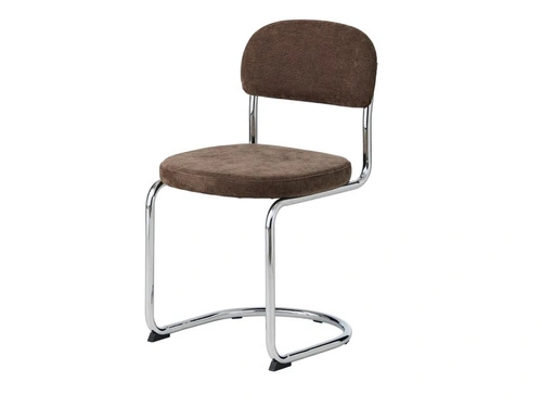 Krzesło tapicerowane Griffin do jadalni na płozach chrom brązowe