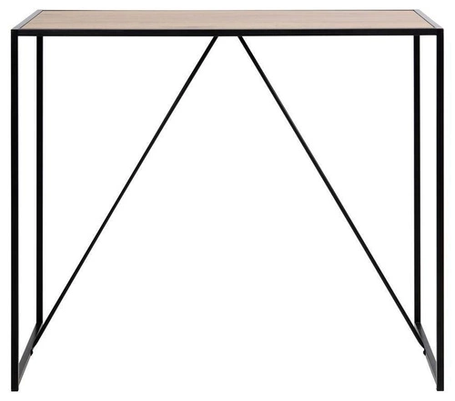 Stół barowy Seaford do kuchni i jadalni, nowoczesny industrialny, czarny z blatem dąb 120 cm