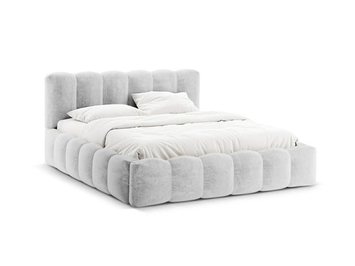 Łóżko tapicerowane Lupine 180x200 srebrne chenille z pojemnikiem do sypialni glamour