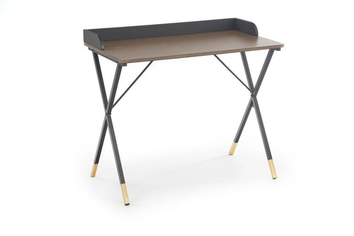 Biurko nowoczesne do pracy Indira orzech czarny 90 cm industrialne Intesi do biura lub gabinetu