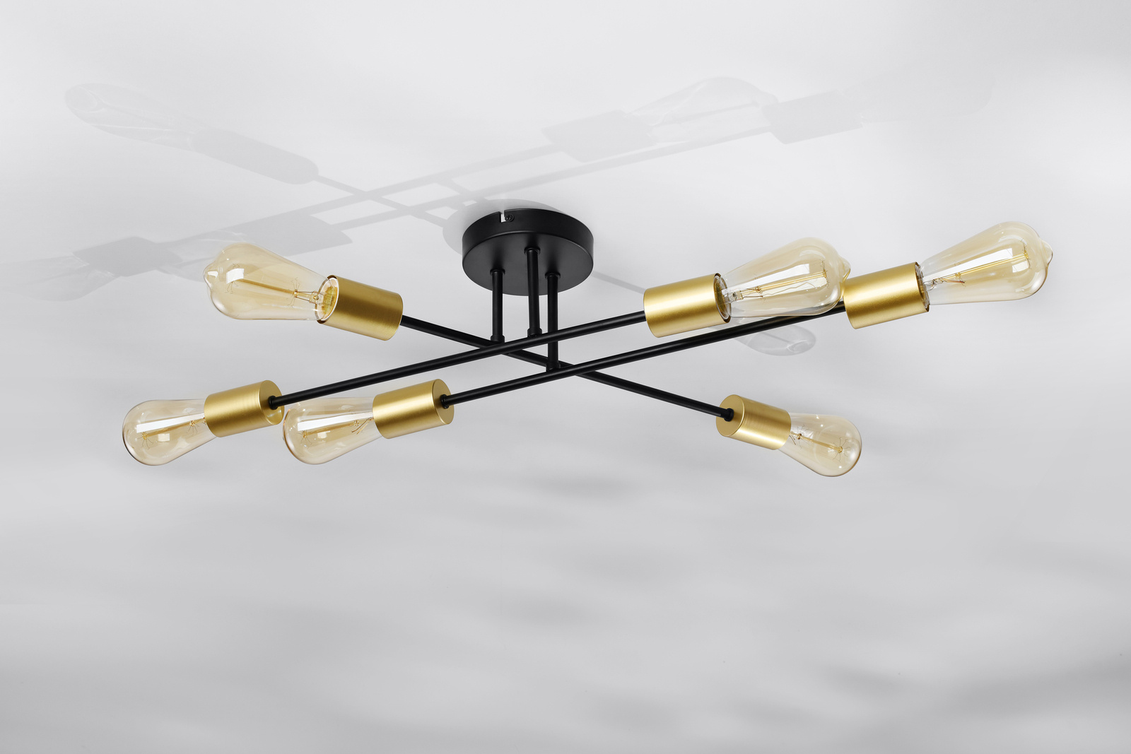 Lampa sufitowa Crespilo czarna metalowa 6-punktowa do salonu i jadalni nowoczesna