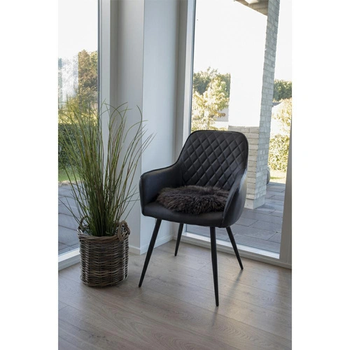 Poduszka na krzesło okrągła futerko jagnięce brązowe 35cm do salonu House Nordic