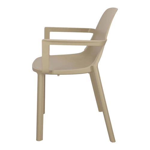 Krzesło ogrodowe z podłokietnikami PIU Arm beżowe SCAB Design, nowoczesne sztaplowane tworzywo