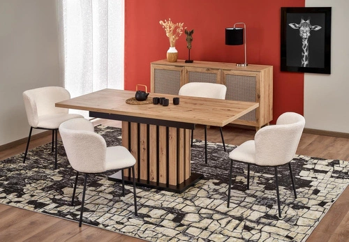 Stół rozkładany do jadalni Lamis 130-180x80 cm nowoczesny dąb artisan na jednej nodze Intesi