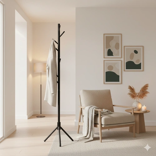 Nowoczesny wieszak stojący do przedpokoju Madura czarny z drewna bukowego Intesi