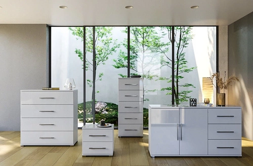 Zestaw mebli do sypialni Flory biały połysk