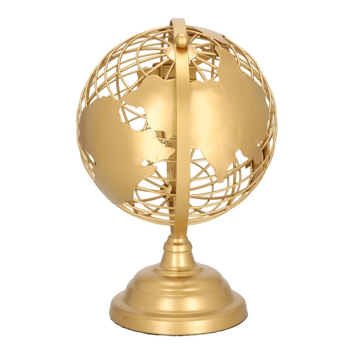 Intesi Globus dekoracyjny metalowy złoty 28 cm glamour ozdobny do salonu lub biura