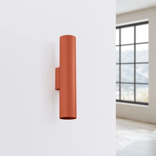 Kinkiet ścienny Lagos 2 loftowy czerwony stalowy do salonu i sypialni świeci w dół