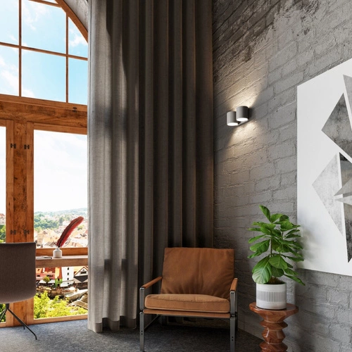 Kinkiet ścienny Orbis 2 szary nowoczesny podwójny aluminiowy do salonu i sypialni Sollux