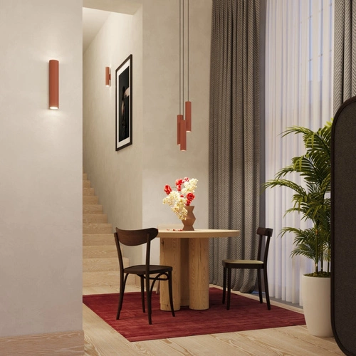 Lampa wisząca loftowa LAGOS 2 ochra czerwona regulowana do salonu i nad wyspę kuchenną