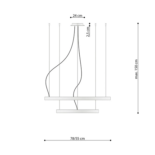 Żyrandol LED RIO 2 czarny 78 cm nowoczesny industrialny do salonu i jadalni