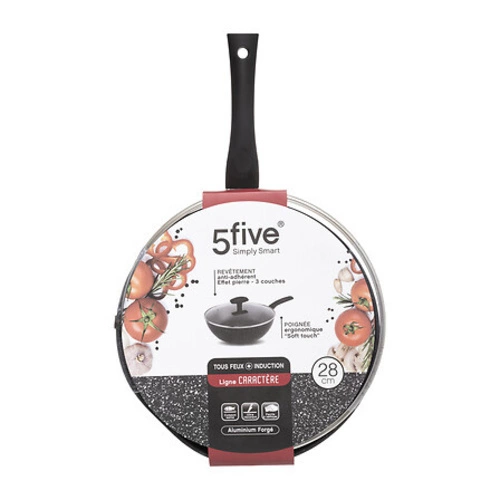 Patelnia aluminiowa z pokrywką kuta 28    cm czarna