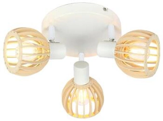 Lampa sufitowa Atarri plafon 3x25W E14 biały+drewno