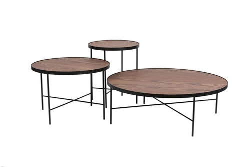 Stolik kawowy okrągły TRE 60 cm fornir orzech amerykański skandynawski do salonu NORDIFRA