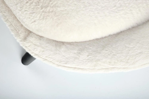 Fotel wypoczynkowy Gloris Intesi do salonu nowoczesny kremowy pluszowy z poduszkami