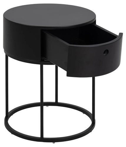 Szafka nocna Polo 40 cm czarna z okrągłym blatem, nowoczesny design Actona