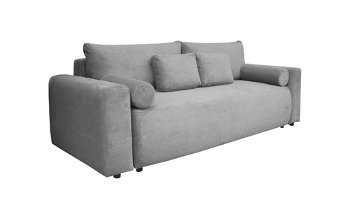 Sofa rozkładana Dores 3 osobowa z funkcją spania i pojemnikiem szara ciemna do salonu