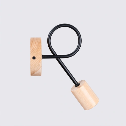 Kinkiet ścienny EMBER czarny drewniany nowoczesny do salonu i sypialni SOLLUX LIGHTING