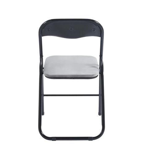 Krzesło składane tapicerowane welur szare Amun Velvet Intesi do kuchni na metalowych nogach