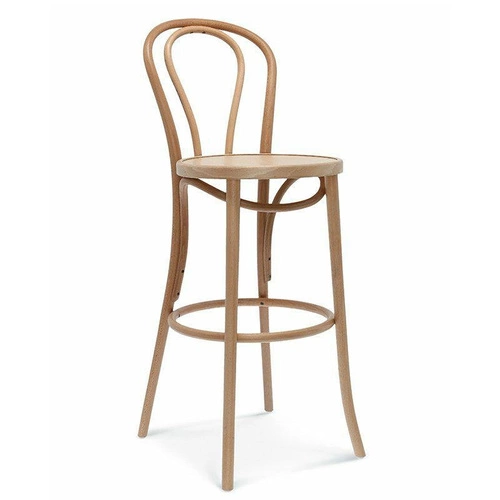 Hoker drewniany z oparciem BST-18 Fameg personalizowany, skóra naturalna, 75 cm do kuchni