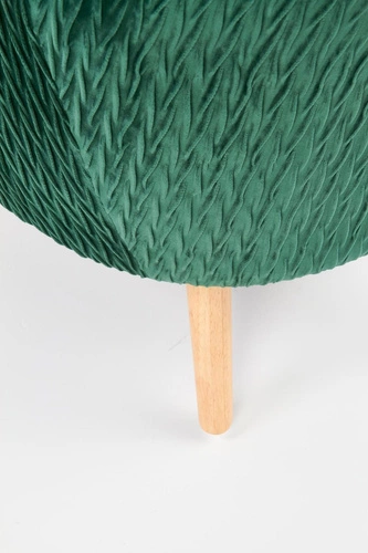 Fotel wypoczynkowy Idris welurowy zielony do salonu nowoczesny glamour na drewnianych nogach