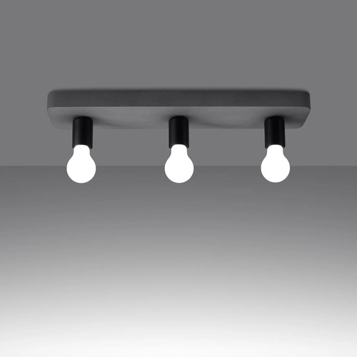 Plafon sufitowy betonowy TAVO 3 szary industrialny do salonu kuchni jadalni Sollux