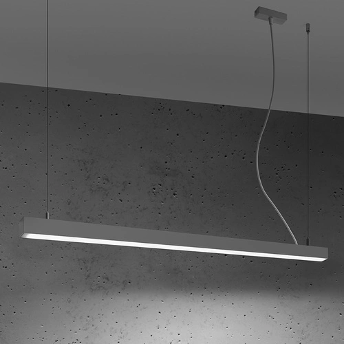 Lampa wisząca LED Pinne 117 cm szara nowoczesna nad stół do kuchni i jadalni