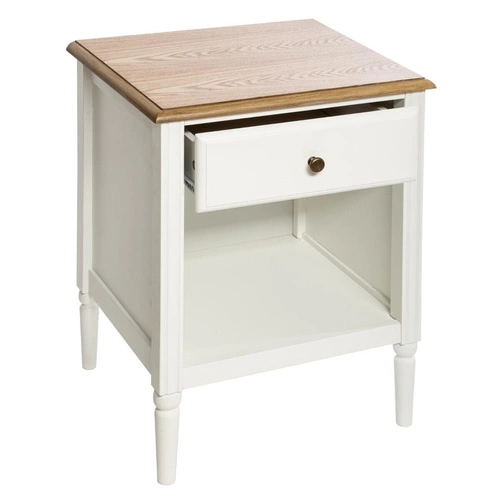 Szafka nocna biała z szufladą 45 cm styl skandynawski Solen Atmosphera do sypialni