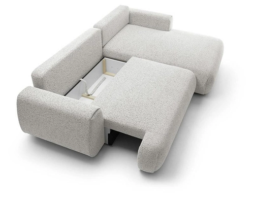 Narożnik z funkcją spania do salonu Ljung prawy szary nowoczesny z pojemnikiem Intesi