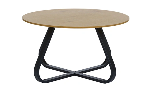 Okrągły stolik kawowy Resul 80 cm dębowy czarny nowoczesny loft do salonu